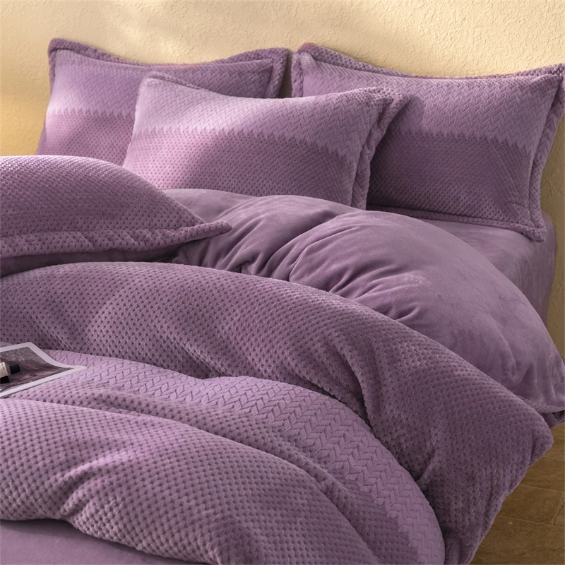 WASART Winter Warm Plush Duvet Cover 220x240 Velvet Fleece Couple Quilt Cover Double Bed Luxury Bedding Set Queen King Size