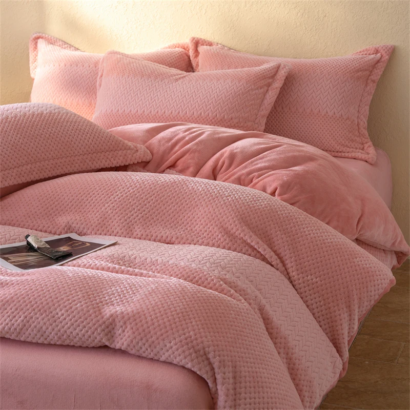 WASART Winter Warm Plush Duvet Cover 220x240 Velvet Fleece Couple Quilt Cover Double Bed Luxury Bedding Set Queen King Size