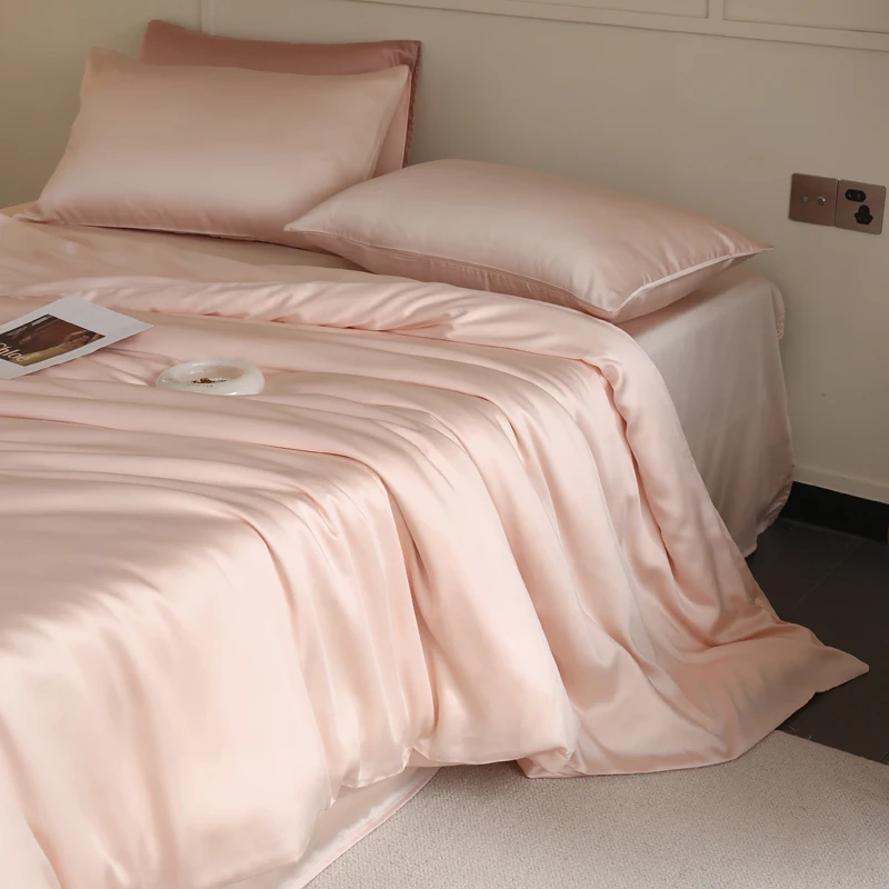 Mulberry Silk Bedding Set Twin Full Queen Size Duvet Cover Set with Quilt Cover Flat Sheet Pillowcase Luxurious Smooth Bed Sheet