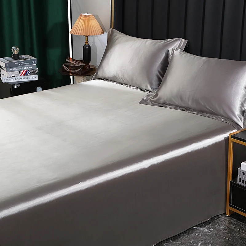 Luxury Bedding with Fitted Sheet Flat Sheet Pillowcase Mulberry Silk Bed Sheets Set Queen King Size Deep Pocket Flat Bedsheets