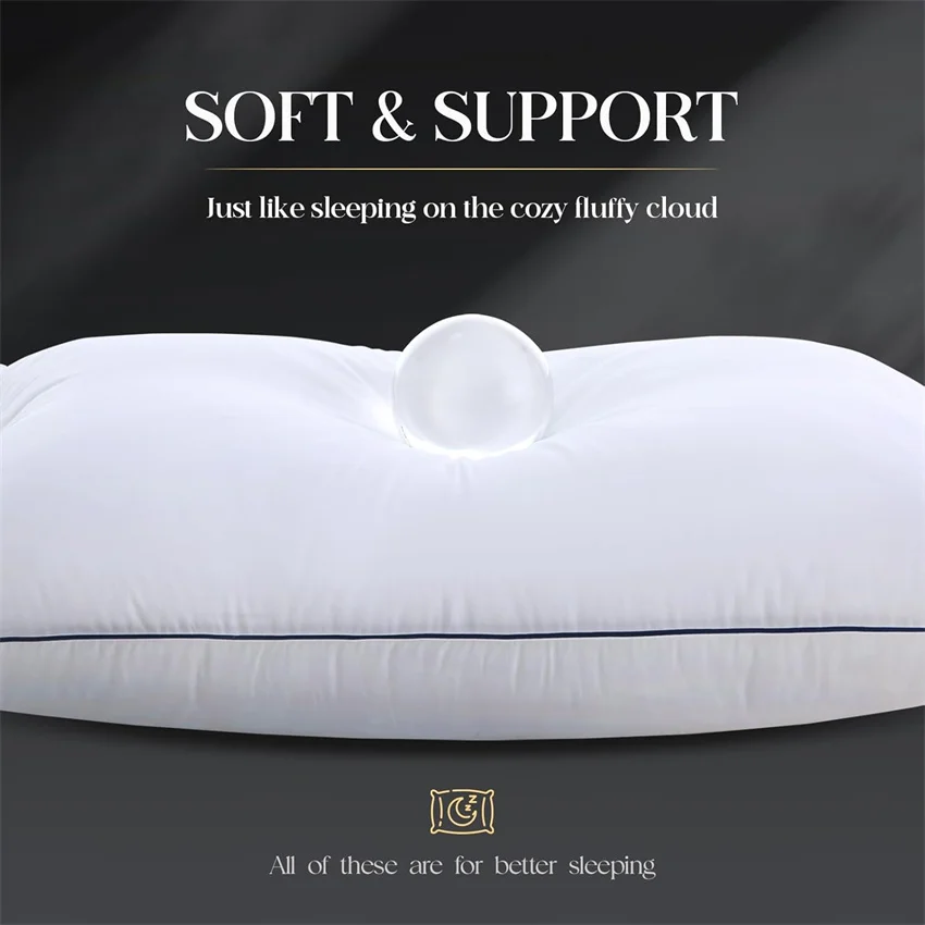 95% Goose Down Pillow with 5% Elastic Fiber Soft Pure Cotton Pillow Cover Rectangle Bedroom Sleep Pillows 5 Star Hotel Pillow