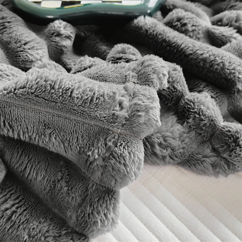WASART Soft warm Imitation fur blanket winter fluffy rabbit plush large bedspread sofa throw coral fleece bed blanket home decor