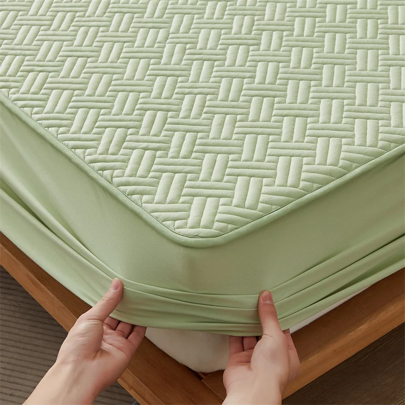 Cotton Quilted Mattress Pad Topper Soybean Microfiber Filling Anti-bacterial Queen King Size Bed Pad Protector Cover Fittedsheet