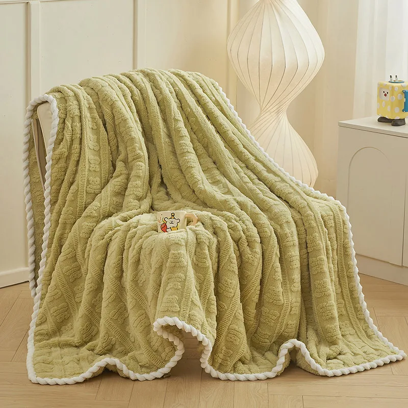 Luxury Soft Faux Fur Throw Blanket Fluffy Warm Solid Color Plush Blanket for Sofa Bed Single Double Spring Autumn 3D Bear Throw