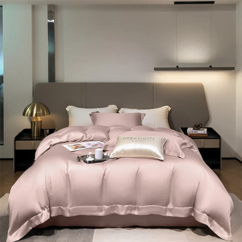 100% Organic Bamboo Bedding Set with Duvet Cover Fitted/Flat Sheet Pillowcase Luxury Silky Bedsheet Bed Linens Queen King Size