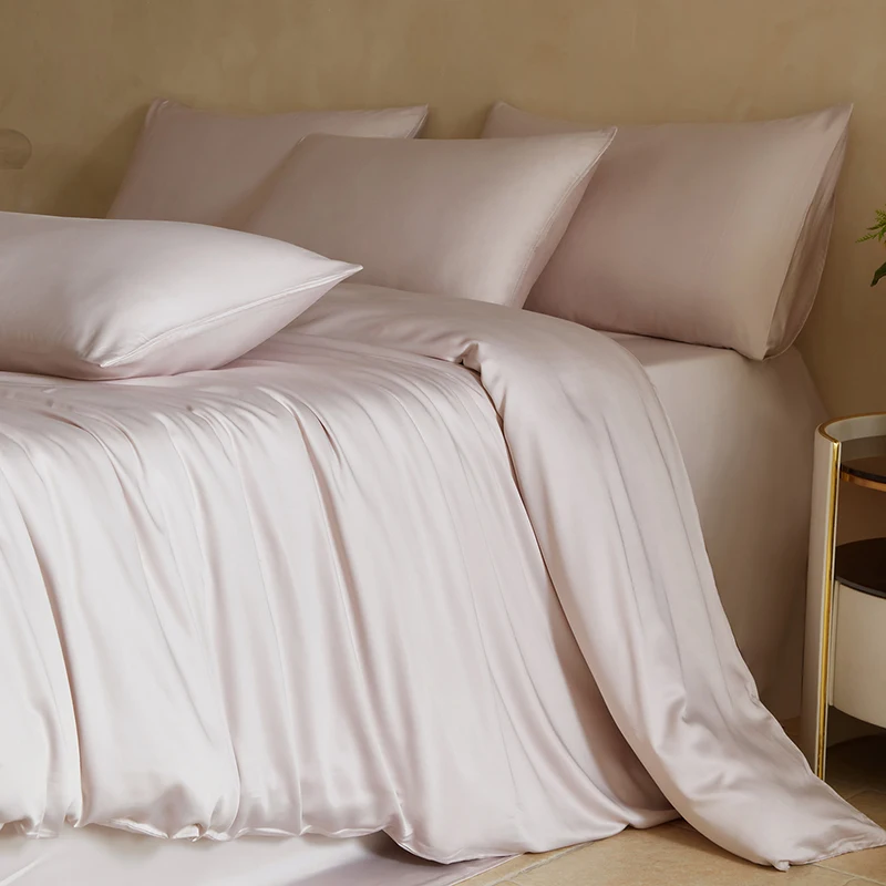 Mulberry Silk Bedding Set Twin Full Queen Size Duvet Cover Set with Quilt Cover Flat Sheet Pillowcase Luxurious Smooth Bed Sheet