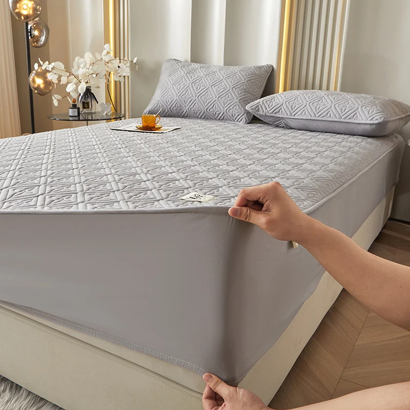 Bedding Pure Cotton Thick Mattress Cover Soybean Microfiber Filling Elastic Fitted Sheet Queen King Size Mattress Pad Protector