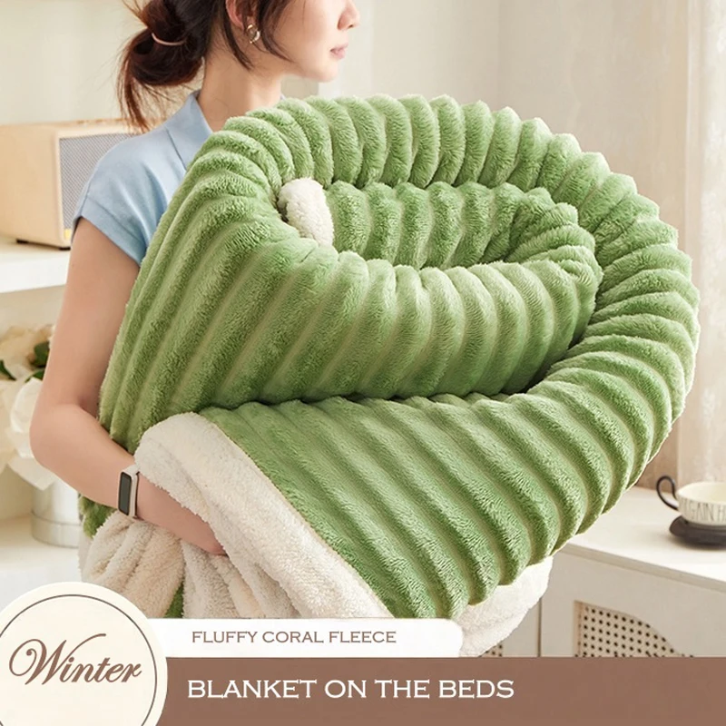 WASART Artificial Rabbit Plush Blanket Fluffy Coral Fleece Sofa Throw Thick Thermal Bed Sheet Warm Soft Autumn Winter Bed Cover