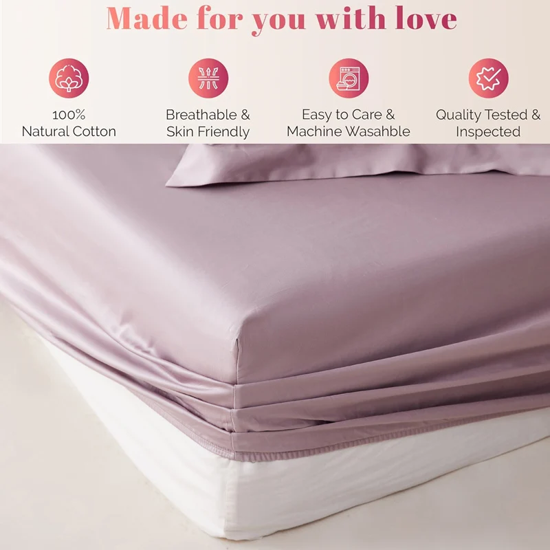 Premium Egyptian Cotton Fitted Sheet with Elastic Bands 800 Thread Count Mattress Covers for Single Double King Queen Bed Cover