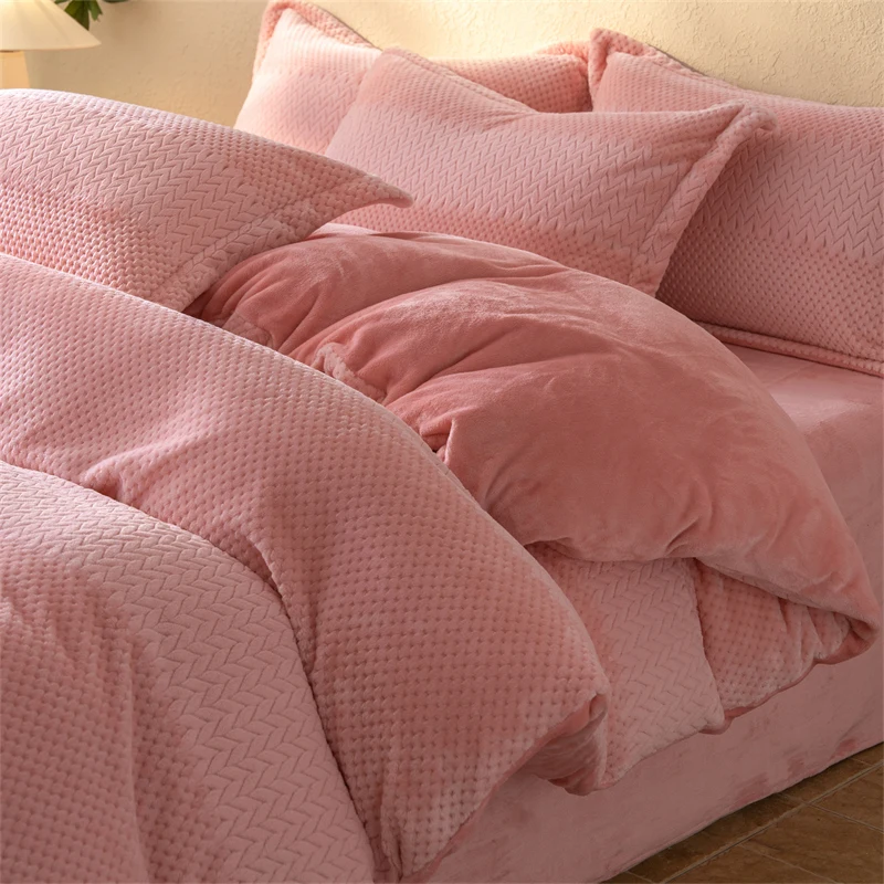 WASART Winter Warm Plush Duvet Cover 220x240 Velvet Fleece Couple Quilt Cover Double Bed Luxury Bedding Set Queen King Size