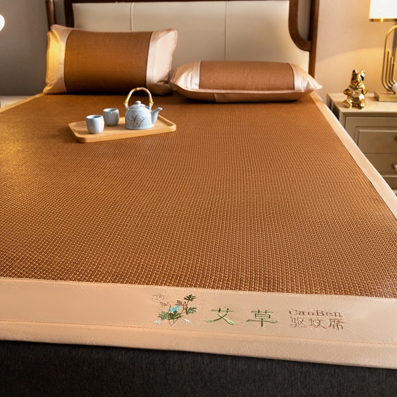 Summer Sleeping Mat Natural Ice Rattan Mat Foldable Durable Cool Pad Cooling Bed for Home Dormitory Breathable Smooth Bedspreads