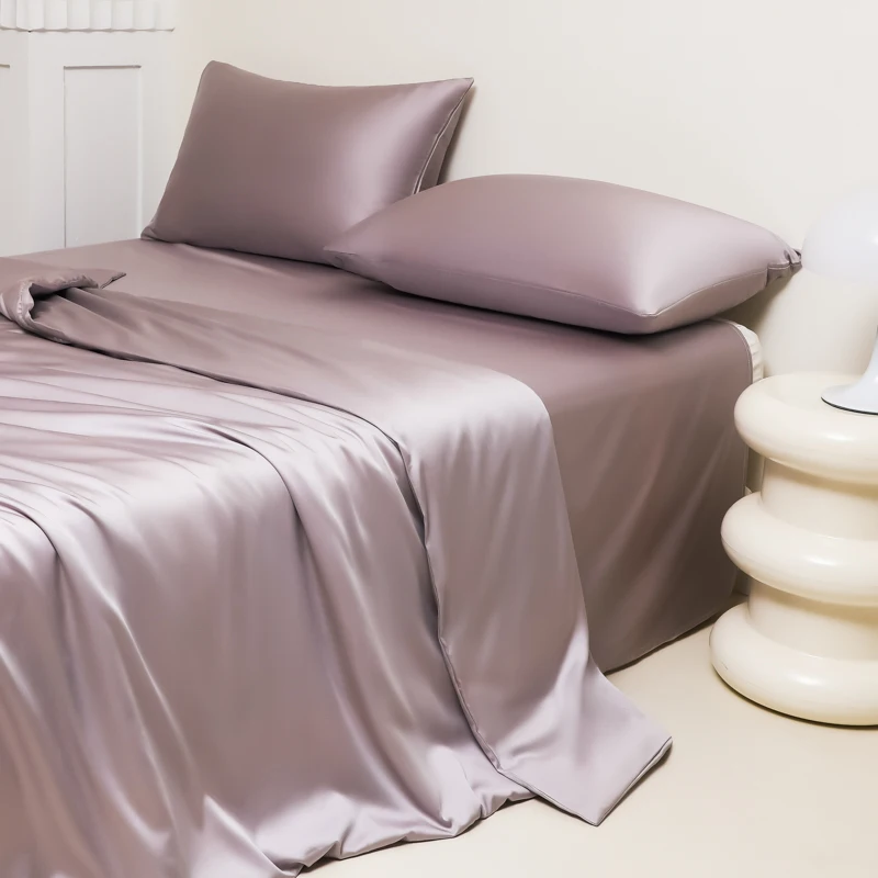 2024 New Ice Silk Bedding Set Summer Cold Duvet Quilt Cover Flat/Fitted Sheet With Pillowcases Bed Linen Full Queen King Size