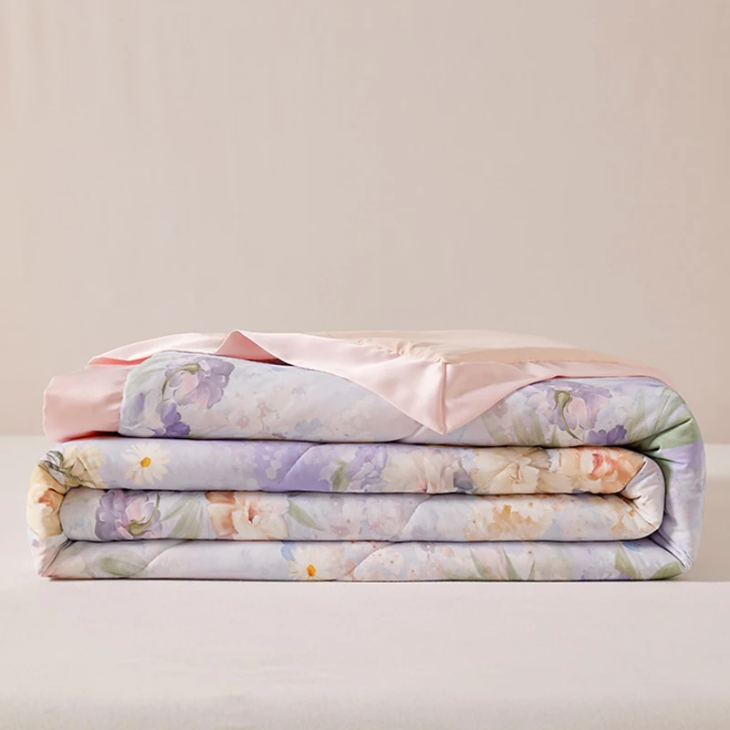 Fashion Cooling Blanket for Bed Silky Air Condition Lightweight Cooled Summer Quilt with Nylon Bamboo Fabric Cooling Comforter