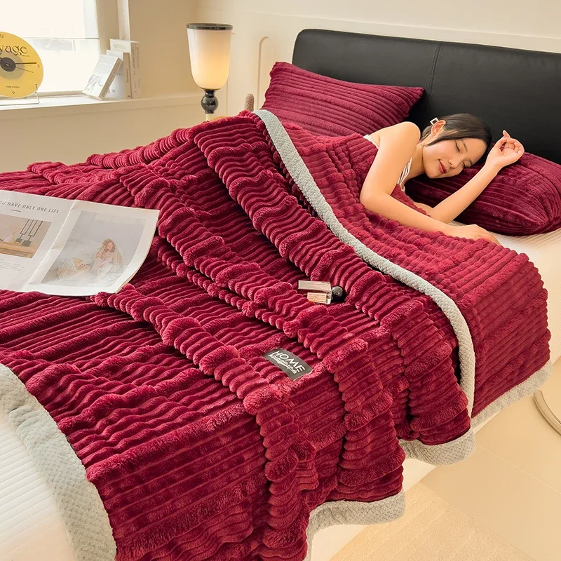 WASART New artificial rabbit plush warm blanket for beds autumn winter fluffy coral fleece sofa throw blanket thicken bed sheet