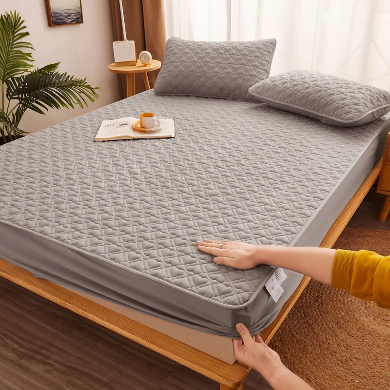 WASART Thicken quilted mattress protector cover couple luxury double bed elastic fitted sheet style 150x190 bed protection pad