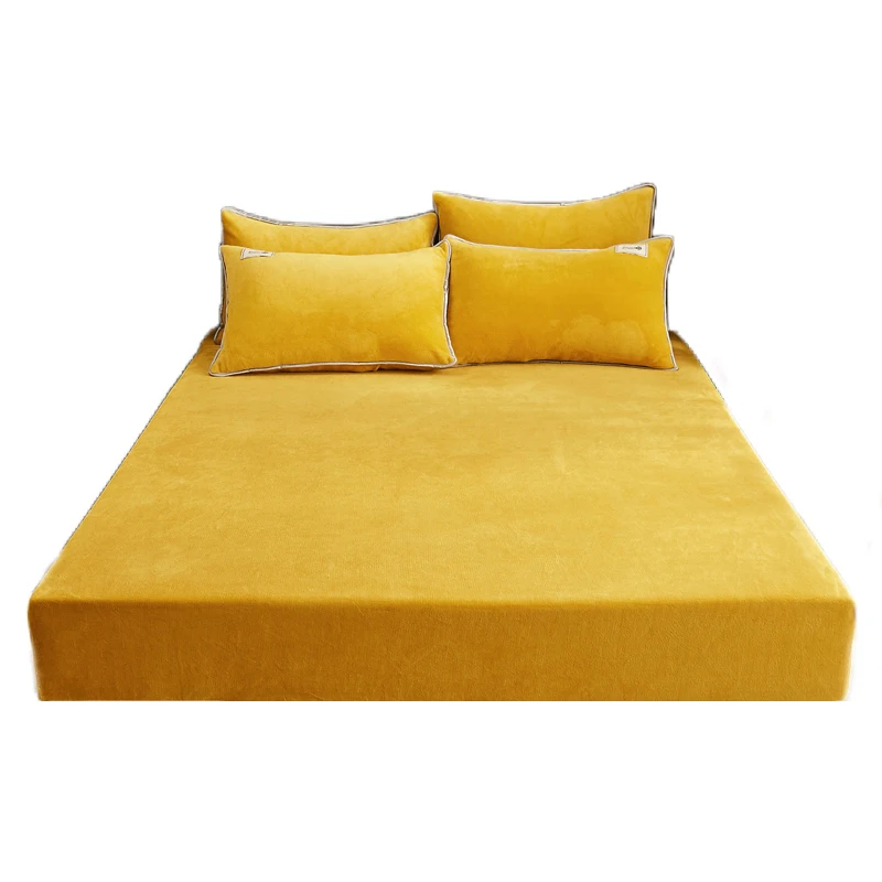 WASART Winter warm coral fleece fitted sheet elastic mattress protector cover couple 2 people luxury double bed bedsheet 150/180