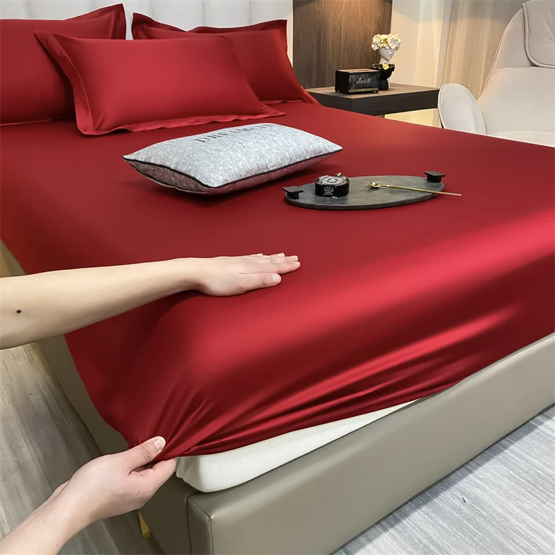 Soft Luxury Egyptian Cotton 400TC Fitted Bed Sheet with Elastic Bands Mattress Cover Non Slip Machine Washable 140/160/180/200cm