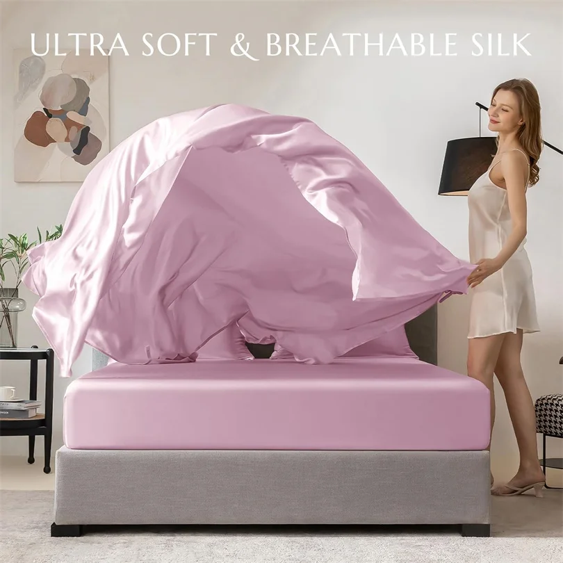 100% Silk 1pc Flat Bed Sheet Luxury Natural Mulberry Silk Bedding Flat Top Sheet Customized Any Size Bedsheet Smooth Bed Linen