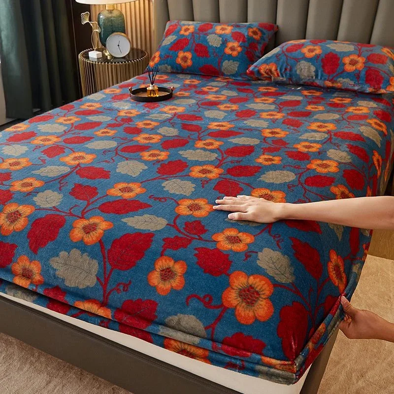 WASART Soft warm velvet elastic fitted sheet mattress protector cover winter couple luxury double bed bedsheet queen king size