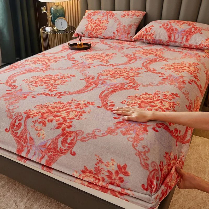 WASART Soft warm velvet elastic fitted sheet mattress protector cover winter couple luxury double bed bedsheet queen king size