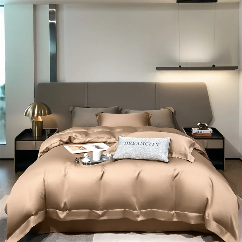 100% Organic Bamboo Bedding Set with Duvet Cover Fitted/Flat Sheet Pillowcase Luxury Silky Bedsheet Bed Linens Queen King Size