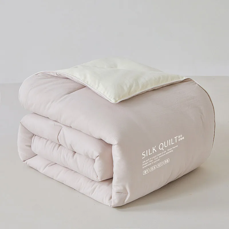 Mulberry Silk Quilt with 100% Silk Filling Temperature Control Comforter Reversible Bed Blanket Luxury Soft Quilts Cotton Cover
