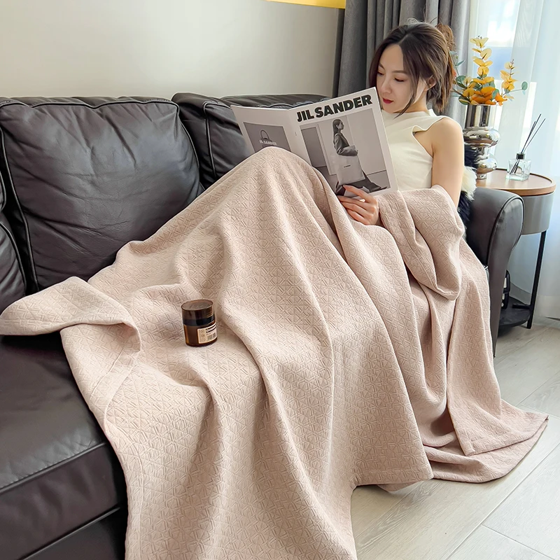 Pure Cotton Throw Blanket Soft Muslin Throws Blankets for Couch, Sofa, Bed Luxury Lightweight Boho Large Summer Blanket Quilt