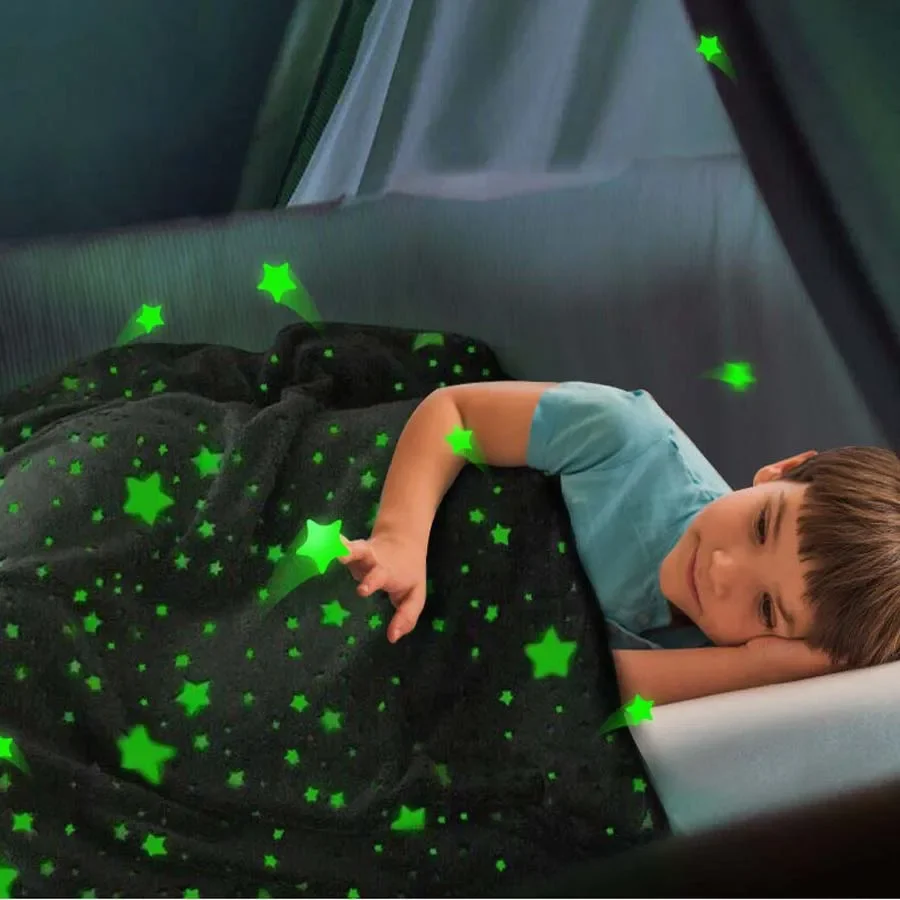 WASART Soft flannel glow in the dark blanket child gift winter warm velvet fleece magic throw blanket for bed sofa bedspread