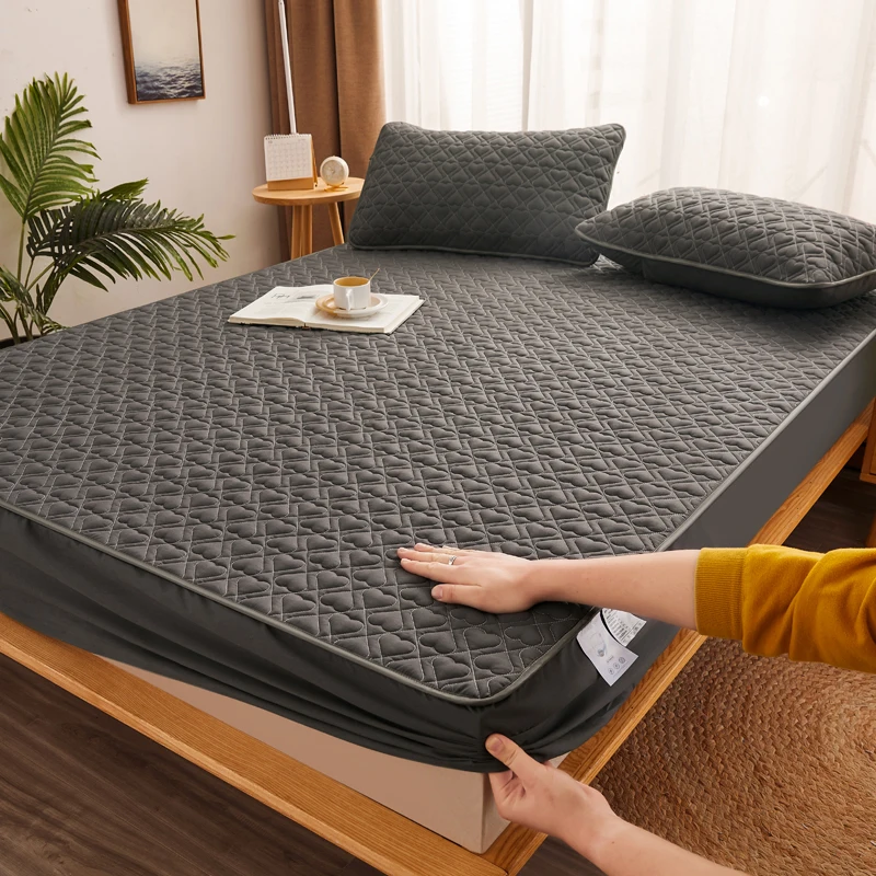 WASART Thicken quilted mattress protector cover couple luxury double bed elastic fitted sheet style 150x190 bed protection pad