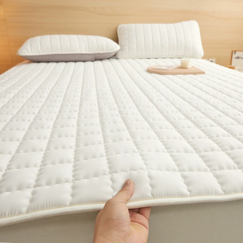 Waterproof Mattress Pads Foldable Bed Cover for Home Hotel Solid Color Mattress Cover Protector Non-Slip Breathable Bedding Mat