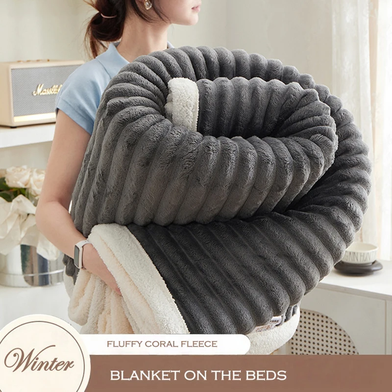 WASART Artificial Rabbit Plush Blanket Fluffy Coral Fleece Sofa Throw Thick Thermal Bed Sheet Warm Soft Autumn Winter Bed Cover