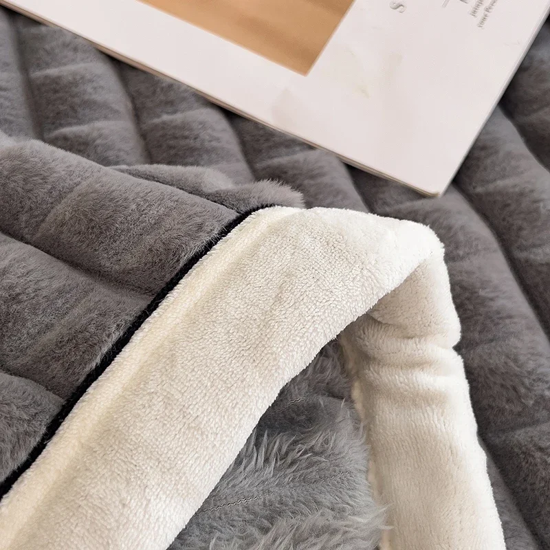 WASART Autumn winter warm coral fleece blankets for bed thicken plaid flannel blanket fluffy quilt warmth bed sheet extra large