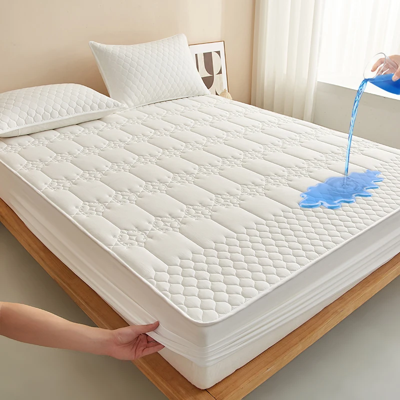 WASART King Size Double Bed Quilted Waterproof Mattress Protector Cover Elastic Fitted Sheet Protection Pad Thick Bedspread 150