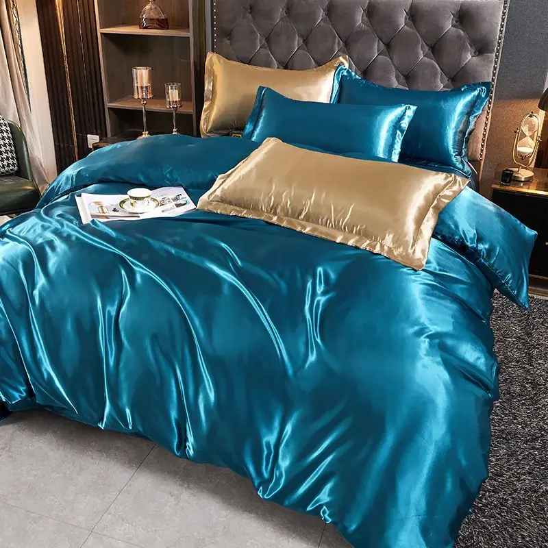 WASART Luxury satin rayon bedding set summer white duvet cover single double queen king size quilt cover 150/180 comforter cover