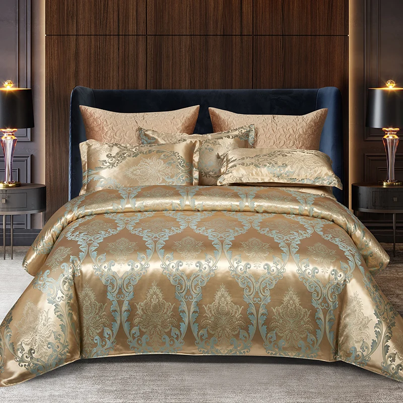 WASART Satin rayon jacquard white duvet cover couple 2 people double bed quilt cover bedding set queen king size comforter set