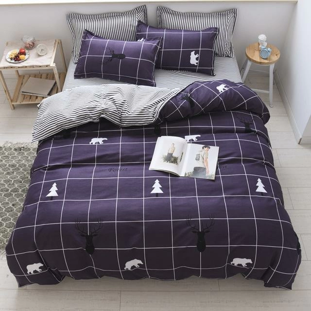 J5 Bedding Set Jpcs King Duvet Cover/ Quilt Cover/comforter Cover + 2 Pillowcase Bed Cover Size 150*200/180*220/200*200/220*240