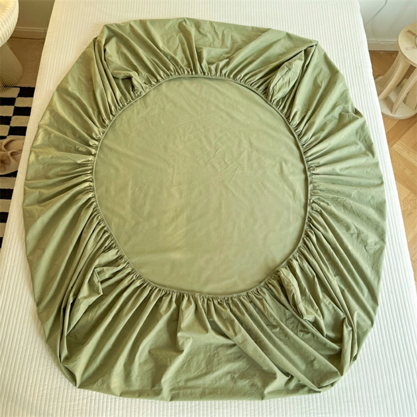 Cotton Mattress Cover with Elastic Rubber Band Soft Comfort Fitted Bed Sheet Ins Style Plain Color Bedsheet Adjustable Bed Cover