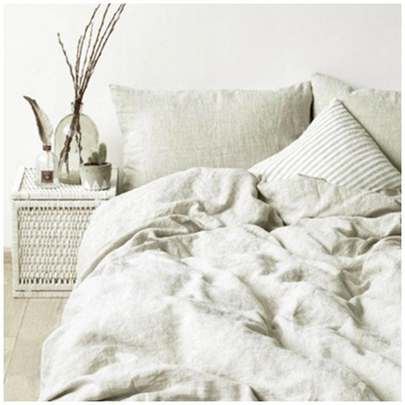 4PCS Pure Linen Bedding Set with Duvet Cover Flat Bed Sheet or Fitted Sheet Pillowcase 140x200 240x220 King Queen Single Size